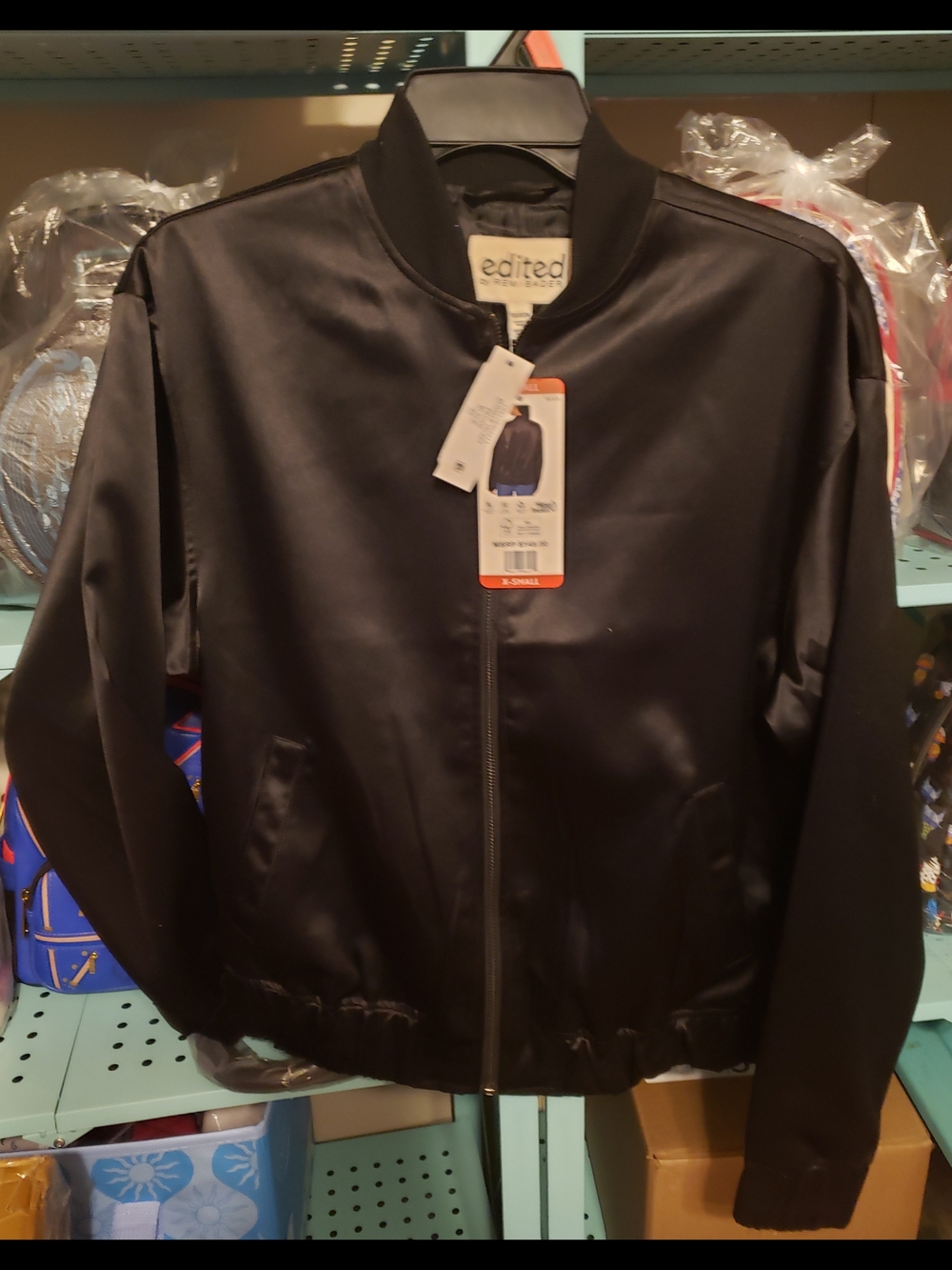 Women Black Satin-Style Bomber Jacket